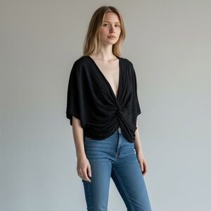 🖤 Milio Milano Front Twist Knot Top – Black | NWT 🖤